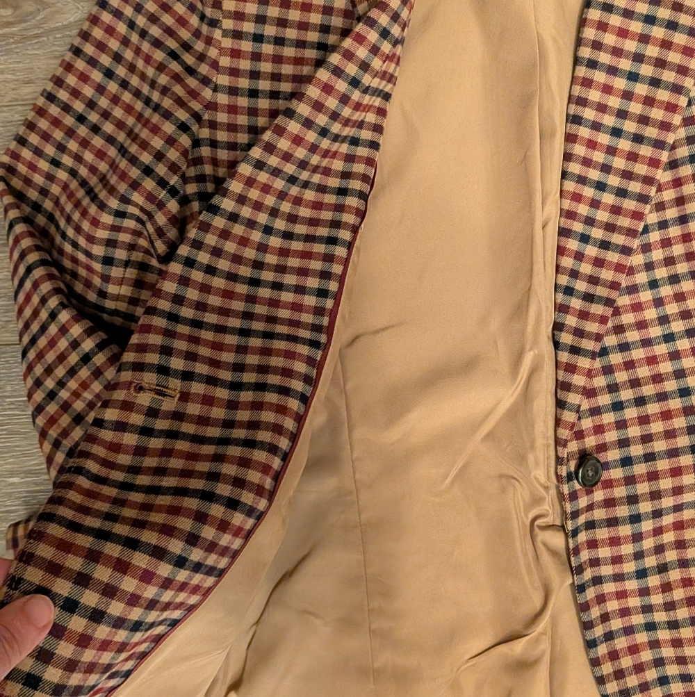 Merona Tan and Red Plaid Blazer - Picture 3 of 3